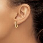 10k Diamond Oval Hinged Hoop Earrings - Image 3