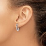 14k White Gold 1/4 carat Lab Grown Diamond VS/SI+ G+ Complete Hinged Hoop Earrings - Image 3