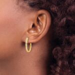10k Diamond Oval Hinged Hoop Earrings - Image 3