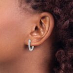 14k White Gold 1/3 carat Lab Grown Diamond VS/SI+ G+ Complete Hinged Hoop Earrings - Image 3