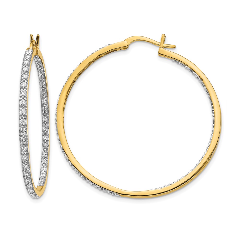 EM5423-088-YA-1.jpg 14k 7/8 carat Lab Grown Diamond VS/SI+ G+ Complete In and Out Hoop Earrings - Image 1
