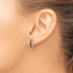 10k White Gold Black Diamond Hinged Hoop Earrings - Image 3