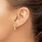 14k 1/10 carat Diamond Channel J-Hoop Post Earrings - Image 3