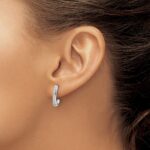 10k White Gold Diamond J-Hoop Post Earrings - Image 3