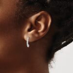 14k White Gold 1/2 carat Diamond J-Hoop Post Earrings - Image 2