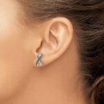 14k White Gold Blue and White Diamond Infinity Heart Post Earrings - Image 3