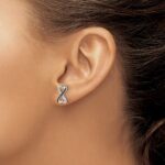 14k White Gold Black and White Diamond Infinity Heart Post Earrings - Image 3