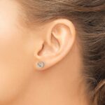 14k White Gold Diamond Heart Post Earrings - Image 3