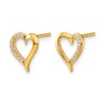 14k 1/10 carat Lab Grown Diamond VS/SI+ G+ Complete Heart Post Earrings - Image 2