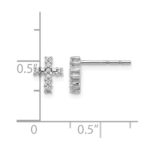 10k White Gold Polished Diamond Cross Post Earrings - Image 4