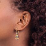 14k and Rhodium Diamond Christmas Tree Dangle Earrings - Image 3
