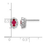10k White Gold Diamond and Ruby Oval Halo Earrings - Image 4