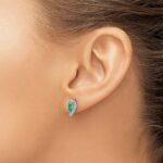 10k White Gold 1/20Ct Diamond and Emerald Earrings - Image 3