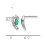 10k White Gold 1/20Ct Diamond and Emerald Earrings - Image 4