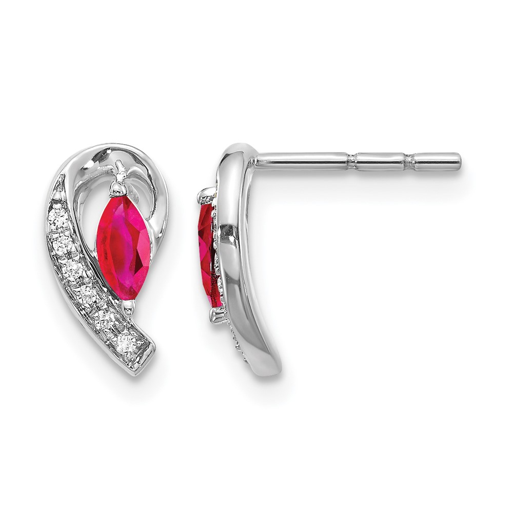 EM5592-RU-005-1WA.jpg 10k White Gold Diamond and Ruby Earrings - Image 1