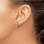 10k White Gold Diamond and Ruby Earrings - Image 3