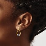 10k 1/3 carat Lab Grown Diamond VS/SI+ G+ and Created Sapphire Complete Dangle Teardrop Earrings - Image 3