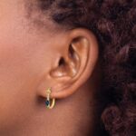 10k 1/20ct Diamond and Sapphire Hinged Hoop Earrings - Image 3