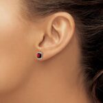 14k White Gold Garnet Post Earrings - Image 3