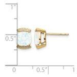 14k 6mm Cushion Lab Created Opal Post Earrings - Image 4
