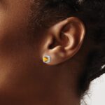 14k White Gold Cushion Citrine and Diamond Halo Earrings - Image 3