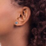 10k White Gold Cushion Sapphire and Diamond Earrings - Image 3