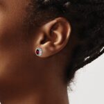 14k White Gold Oval Garnet and Diamond Earrings - Image 3