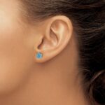 14k White Gold Blue Topaz Floral Post Earrings - Image 3