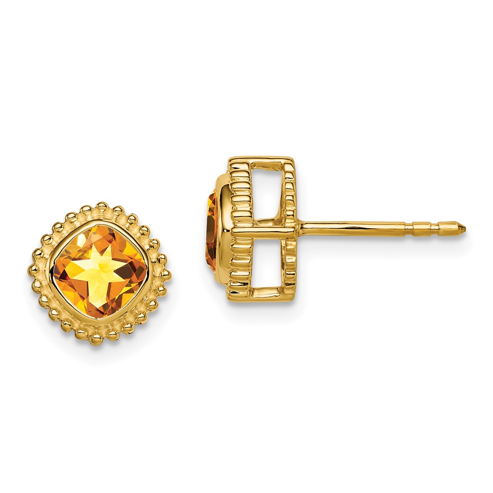 EM7201-CI-Y.jpg 14k Cushion Citrine Earrings - Image 1