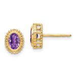 10k Oval Amethyst Post Earrings