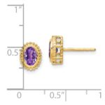 14k Oval Amethyst Post Earrings - Image 4