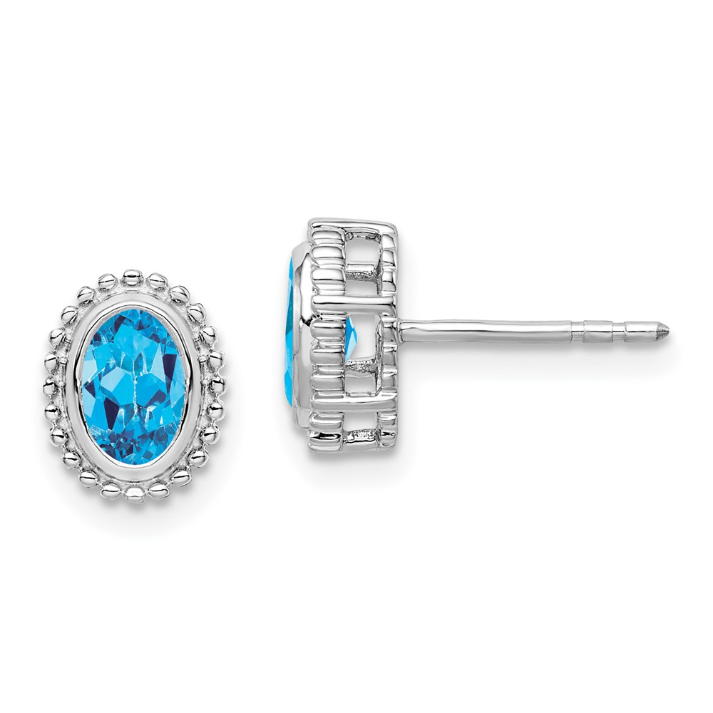 EM7202-BT-1W.jpg 10k White Gold Oval Blue Topaz Post Earrings - Image 1