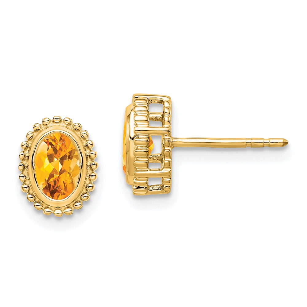 EM7202-CI-Y.jpg 14k Oval Citrine Post Earrings - Image 1