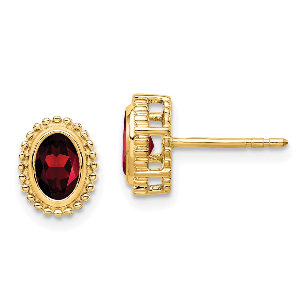 EM7202-GA-Y.jpg 14k Oval Garnet Post Earrings - Image 1