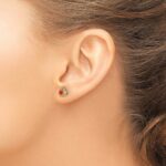 14k 3mm Round February/Amethyst Triangle Post Earrings - Image 3