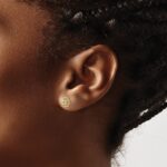 14k 3mm Round December/Blue Topaz Triangle Post Earrings - Image 3