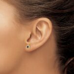 14k 3mm Round September/Lab Created Sapphire Triangle Post Earrings - Image 3