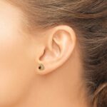 14k 3mm Round January/Garnet Triangle Post Earrings - Image 3
