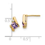 10k Yellow Gold Cushion Amethyst and Diamond Earrings - Image 4