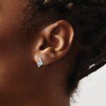 14k White Gold 4mm Cushion March/Aquamarine and Diamond Post Earrings - Image 3