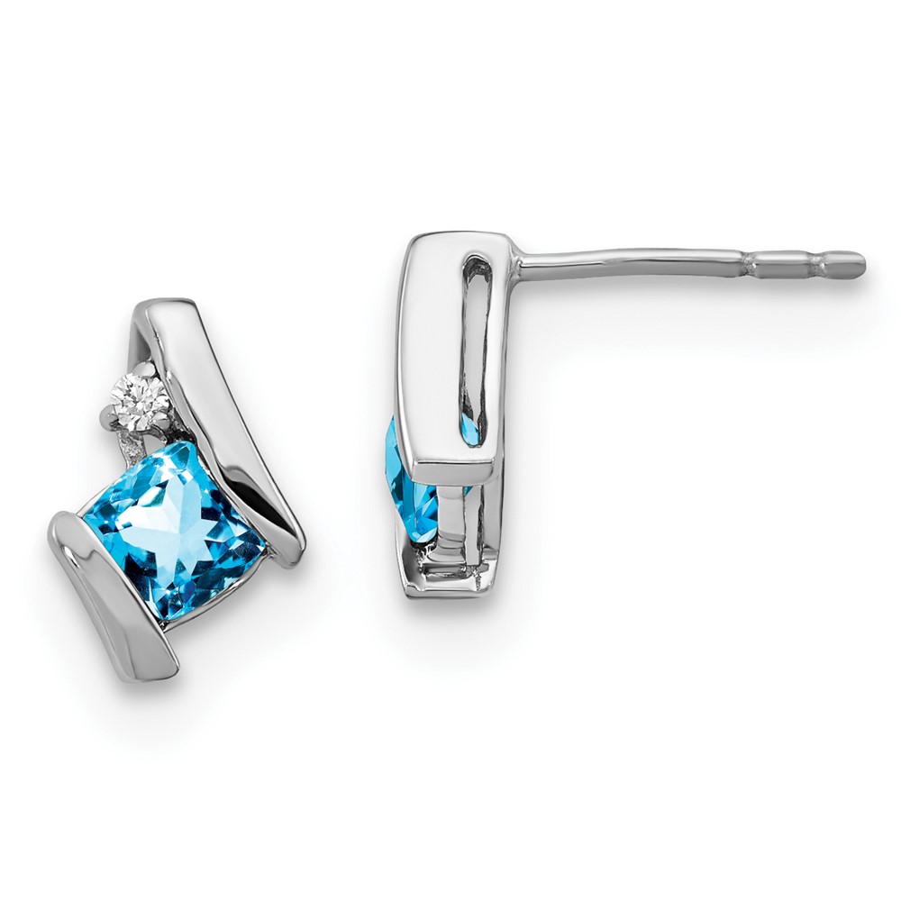 EM7398-BT-003-1WA.jpg 10k White Gold Cushion Blue Topaz and Diamond Earrings - Image 1