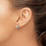 14k White Gold 4mm Cushion December/Blue Topaz and Diamond Post Earrings - Image 3