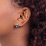 10k White Gold Cushion Cr. Alexandrite and Diamond Earrings - Image 3