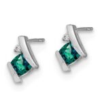 Sterling Silver Antique Cushion Cr. Alexandrite and Diamond Earrings - Image 2