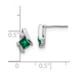 10k White Gold Cushion Cr. Emerald and Diamond Earrings - Image 4