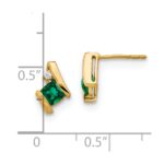 10k Yellow Gold Cushion Cr. Emerald and Diamond Earrings - Image 4