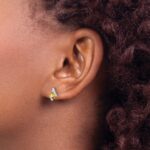 14k White Gold 4mm Cushion November/Citrine and Diamond Post Earrings - Image 3