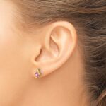 10k Yellow Gold Cushion Cr. Pink Sapphire and Diamond Earrings - Image 3