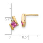 10k Yellow Gold Cushion Cr. Pink Sapphire and Diamond Earrings - Image 4