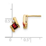 10k Yellow Gold Cushion Garnet and Diamond Earrings - Image 4